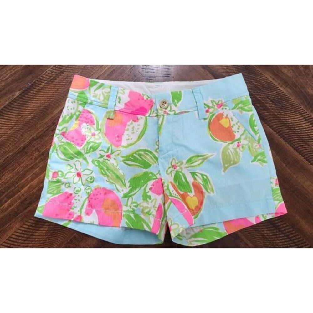 Lilly Pulitzer Callahan‎ Shorts Women Size 00 Pink Lemonade 5" Colorful Preppy